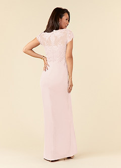Azazie Carmen Mother of the Bride Dresses Blushing Pink Sheath Lace Dress image3
