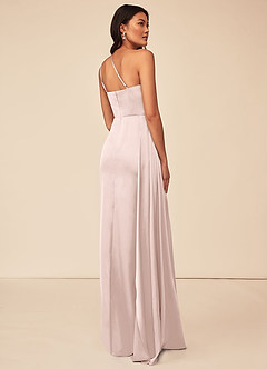 Azazie Maron Bridesmaid Dresses Blushing Pink A-Line One Shoulder Stretch Satin Dress image4