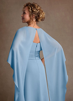 Azazie Marilla Mère de la mariée Robes Robe Trapèze en Mousseline de soie Plissée Poudre Bleue image7