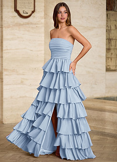 Lunafen Himmelsblå Volanger i satin med balklänning image5