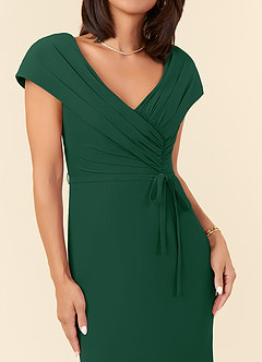 Azazie Bailora Mother of the Bride Dresses Dark Green Mermaid Ruched Chiffon Dress image4