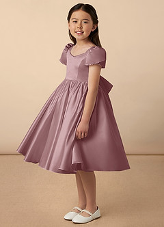 Azazie Juno Flower Girl Dresses Dusty Rose A-Line Sweetheart Neckline Matte Satin Dress image2