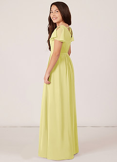 Azazie Peony Junior Robe Trapèze en Mousseline de soie Plissée Sorbet Citron image5