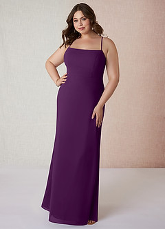 Azazie Tayla Bridesmaid Dresses Grape Sheath Square Neckline Chiffon Dress image6