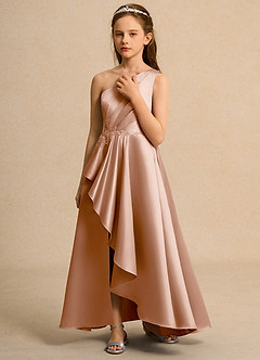 Azazie Taffy Junior Formal Flower Girl Klänningar Klä A-Line i Matt satäng Spets image5