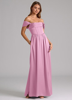 Azazie Hattie Bridesmaid Dresses Candy Pink A-Line Corset Stretch Satin Dress image4