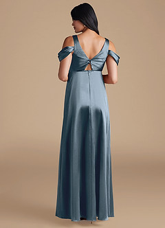Azazie Rhea Brautjungfernkleider für Schwangere A-Linie Plissee Metallischer Satin Bodenlänge Kleid image2