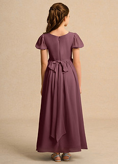 Azazie Joss Flower Girl Dresses Sangria A-Line with Sleeves Chiffon Dress image10