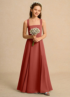 Azazie Tater Junior Formal 플라워 걸 드레스 A라인 주름진 쉬폰 플로어 길이 드레스 image4