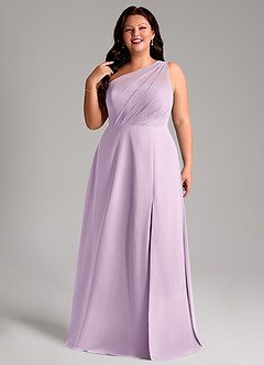 Azazie Phaedra Brautjungfernkleider A-Linie One-Shoulder Chiffon Kleid Frostiges Flieder image5
