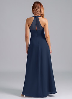 Azazie Dorota Bridesmaid Dresses Dark Navy A-Line Pleated Chiffon Dress image2