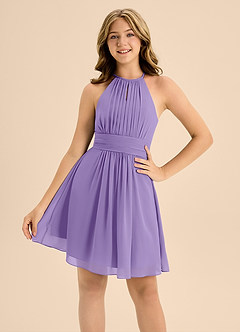 Azazie Bonnie Junior Tahiti A-Line Pleated Chiffon Dress image5