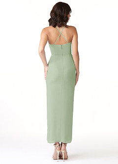 Azazie Ollie Robes de demoiselle d'honneur Robe Fourreau en Mousseline extensible Rayé Vert Sauge image2