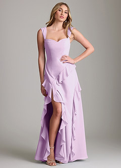Azazie Sloane Bridesmaid Dresses Frosted Lilac A-Line Sweetheart Neckline Chiffon Dress image3