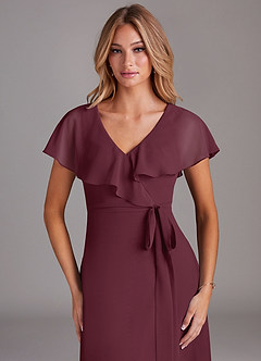 Azazie Lainey Jurken voor bruidsmeisjes Jurk van Chiffon met A-Lijn met Zakken Cabernet image6