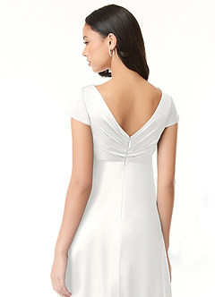 Azazie Allessia Maternity Bridesmaid Dresses A-Line Pleated Stretch Satin Floor-Length Dress image7