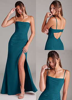 Azazie Leonis Bridesmaid Dresses Ink Blue Sheath Strapless Chiffon Convertible Dress image9