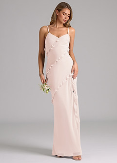 Azazie Nancie Bridesmaid Dresses Rose Petal Mermaid Ruched Chiffon Dress image5