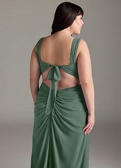 Azazie Jesaphine Bridesmaid Dresses Eucalyptus Sheath Bow Chiffon Dress image14