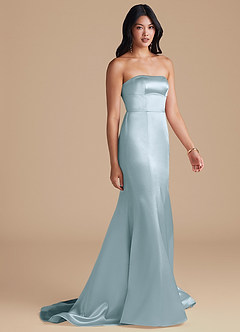 Azazie Aura Vestidos de damas de honor Vestido de Azul Cielo de Satén Metálico de Corte Sirena Convertible image5