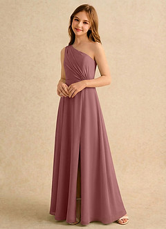 Azazie Puddles Girls Formal Flower Girl Klänningar Klä A-Line i Chiffong Ena axeln image4