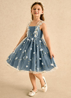 Azazie Krissie Flower Girl Dresses Twilight A-Line Ruched Tulle Dress image5
