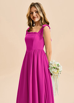 Azazie Delia Junior Abito A-Line in Chiffon Fiocco Fucsia image7