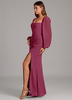 Azazie Brixley Bridesmaid Dresses Mulberry Mermaid Long Sleeve Chiffon Dress image5