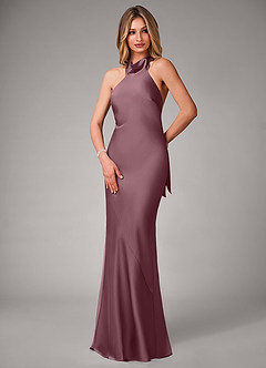 Azazie Velli Bridesmaid Dresses Amethyst Mermaid High Neck Stretch Satin Dress image3