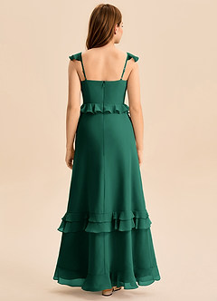 Azazie Tavie Junior Emerald A-Line Ruched Chiffon Dress image2