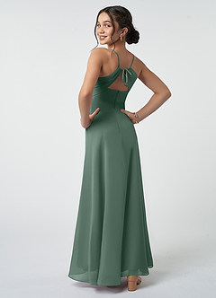 Azazie Avelina Junior Sea Moss A-Line Pleated Chiffon Dress image5
