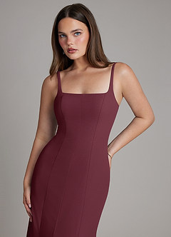 Azazie Nyla Brautjungfernkleider Eine Linie Rechteckiger Ausschnitt Chiffon Kleid Cabernetrot image2