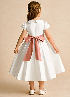 Azazie Deary Flower Girl Dresses Ivory Mai Tai A-Line Bow Cotton Dress image2