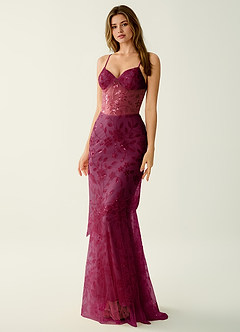 Fayerosa Burgundy Beading Sequin Embroidery Prom Dress image3
