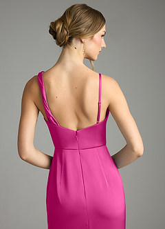 Azazie Samara Robes de demoiselle d'honneur Robe Sirène en Satin extensible Plissée Fuchsia image6