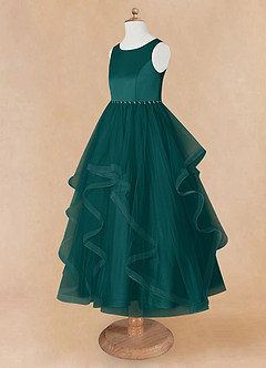 Azazie Sofia Flower Girl Dresses Peacock A-Line Beaded Tulle Dress image10