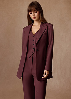front Rowan Cabernet Refined Weave Performance blazer