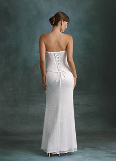 Azazie Londynn Vestidos de novia Vestido Diamante Blanco de Tul con lentejuelas de Corte Recto con Palabra de honor image3