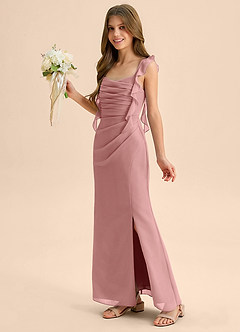 Azazie Jessamine Junior Dusty Rose Mermaid Sweetheart Neckline Chiffon Dress image6