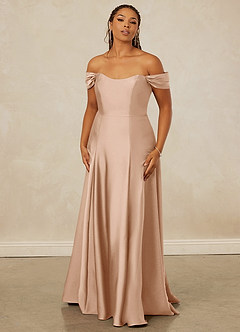 Christian Siriano Bridal for Azazie 1002 Bridesmaid Dresses English Rose A-Line Off the Shoulder Stretch Satin Convertible Dress image8