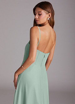 Azazie Wren Bridesmaid Dresses Agave A-Line Side Slit Chiffon Convertible Dress image7