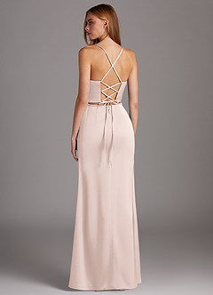 Azazie Brookelle Bridesmaid Dresses Blushing Pink Sheath Sweetheart Corset Stretch Satin Dress image3