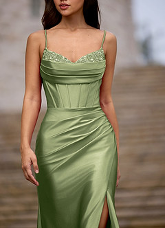 Glow Pistacho Vestido de fiesta de satén tipo seda image3