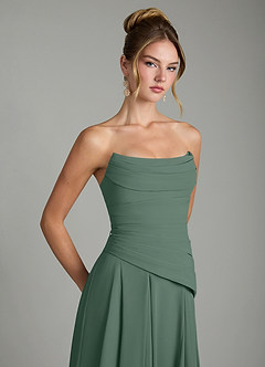 Azazie Gabriela Abiti da Damigella Abito A-Line in Chiffon Corsetto Eucalipto image10