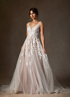 Azazie Sorella Vestidos de novia Vestido de Blanco Diamante Caramelo de Tul de Corte en A con Lentejuelas image7