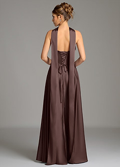 Azazie Ayla Suknie dla druhen Linia A Gorset Satyna elastyczna Do ziemi Sukienka image7