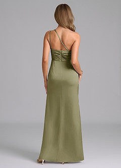 Azazie Eren Bridesmaid Dresses Pistachio Mermaid One Shoulder Stretch Satin Dress image3