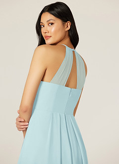 Azazie Sarah Bridesmaid Dresses Sea Glass Empire Pleated Chiffon Dress image7