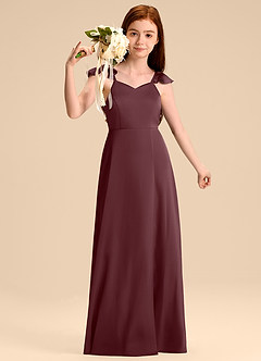 Azazie Everett Junior Vestido de Sangrado de Satén Elástico de Corte en A con Lazo image5