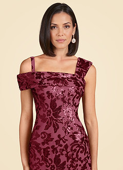 Azazie Odessia Mother of the Bride Dresses Burgundy A-Line Sequins Lace Dress image6